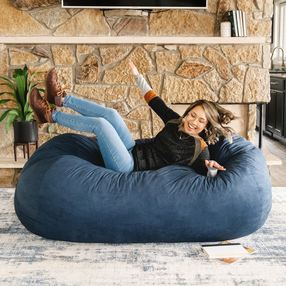Foam Filled Bean Bag Chair with Removable Cover A231189