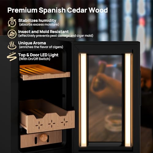25L Electric Cigar Humidor with Temperature and Humidity Control G394