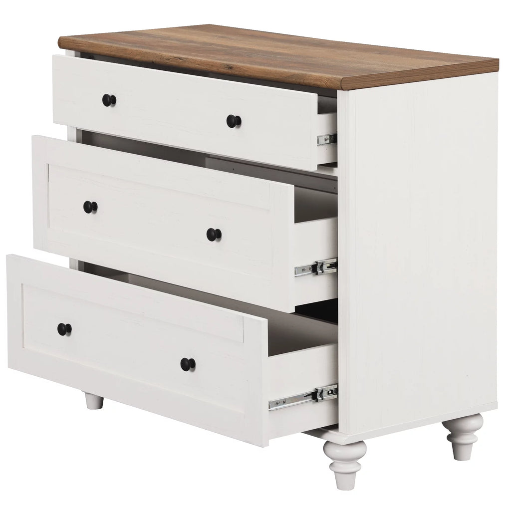 White 3 Drawer Wood Dresser K1225