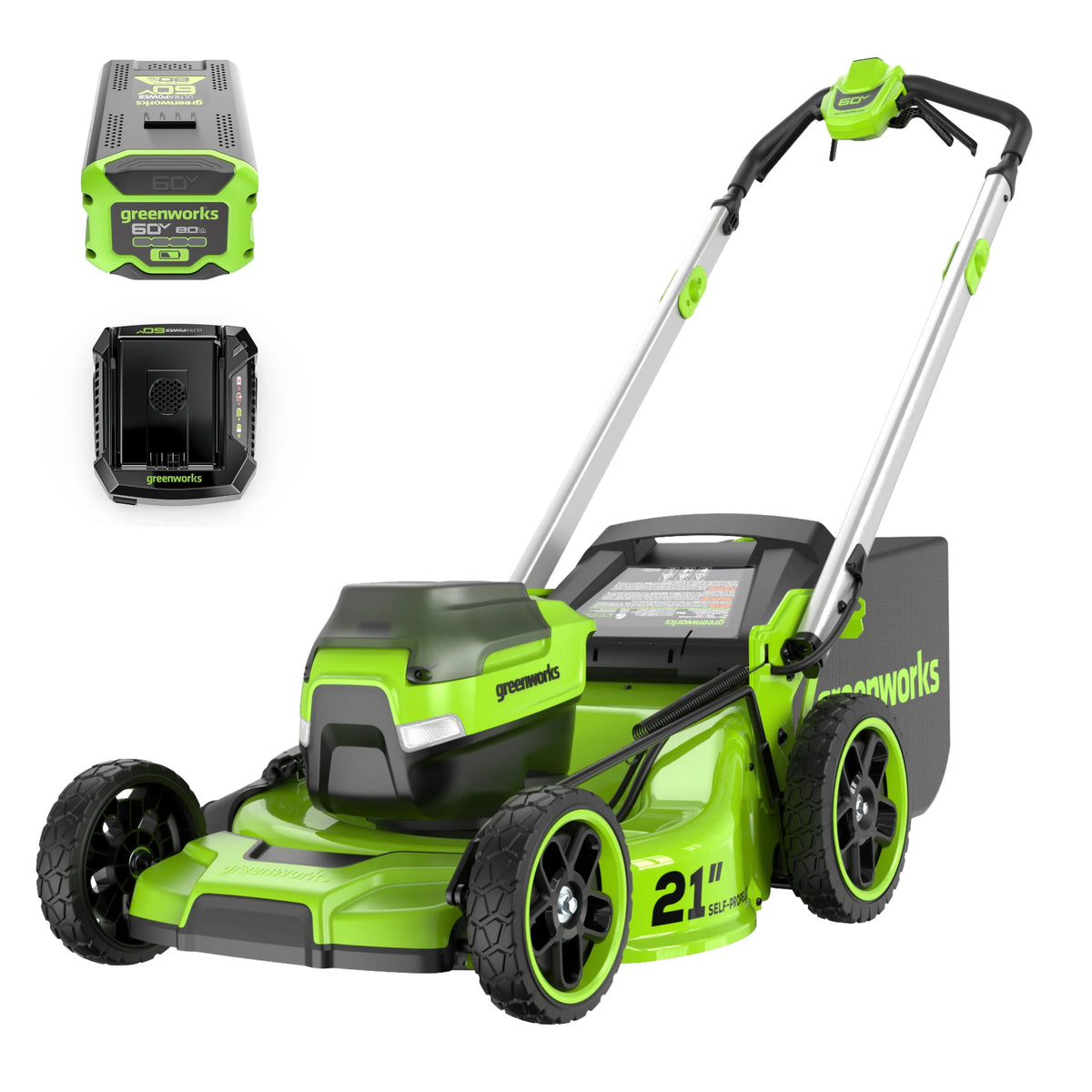 60V 21 Self Propelled Lawn Mower with 8.0 Ah Battery & Rapid Charger V552059